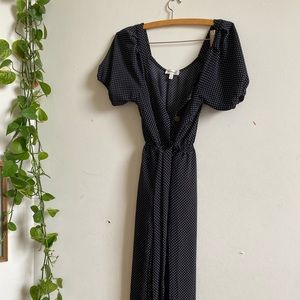 Black and white polkadot jumpsuit